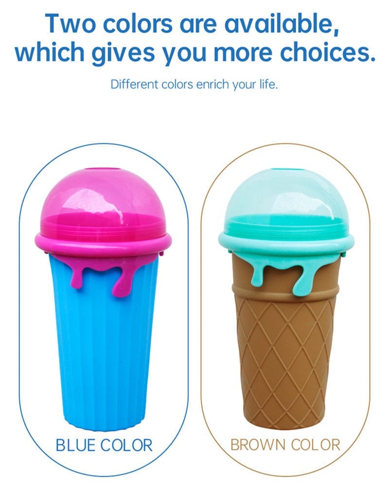 500ml large capacity slushy cup in blue and brown colors with dome lids for homemade frozen drinks