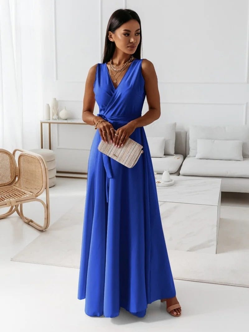 V-neck Sleeveless Dress Stylish Summer Party Maxi Dress for Women