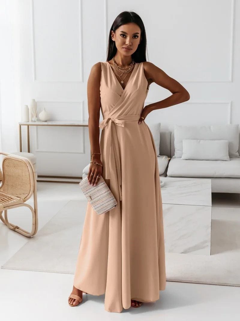 V-neck Sleeveless Dress Stylish Summer Party Maxi Dress for Women
