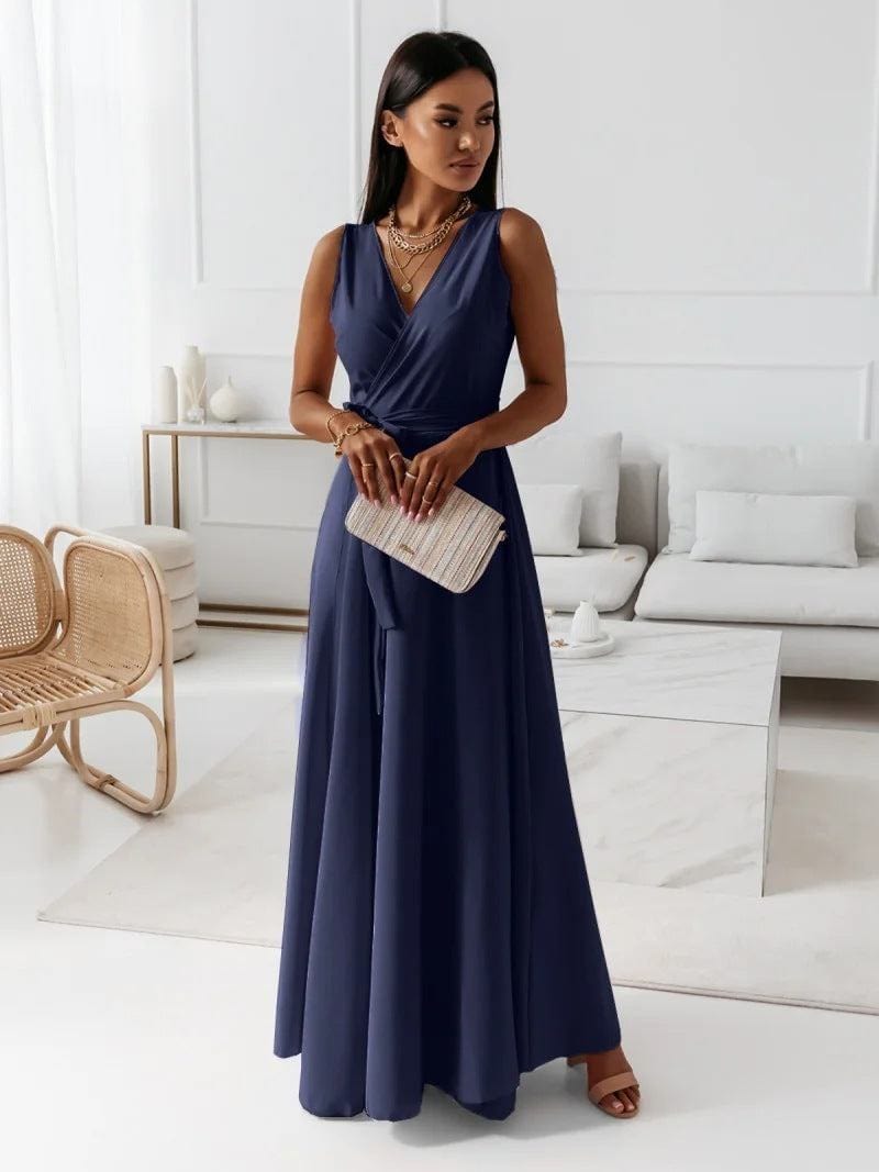 V-neck Sleeveless Dress Stylish Summer Party Maxi Dress for Women