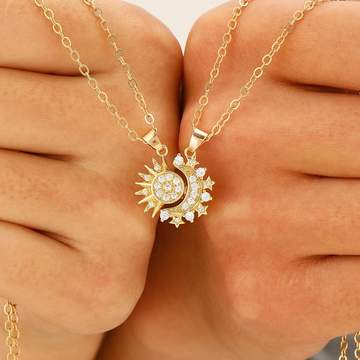 Necklace Sun And Moon Magnetic Pendant Clavicle Chain for Couple