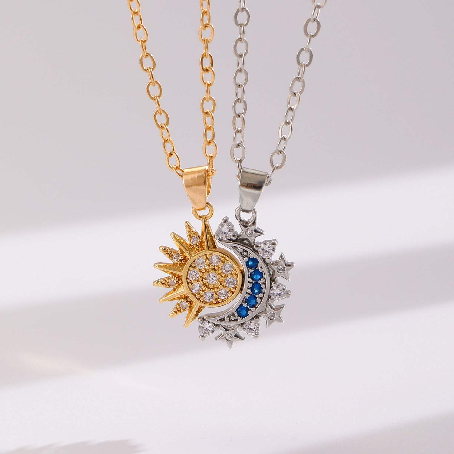 Sun And Moon Necklace Magnetic Pendant Clavicle Chain for Couple