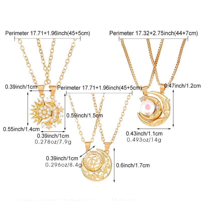 Sun And Moon Necklace Magnetic Pendant Clavicle Chain for Couple