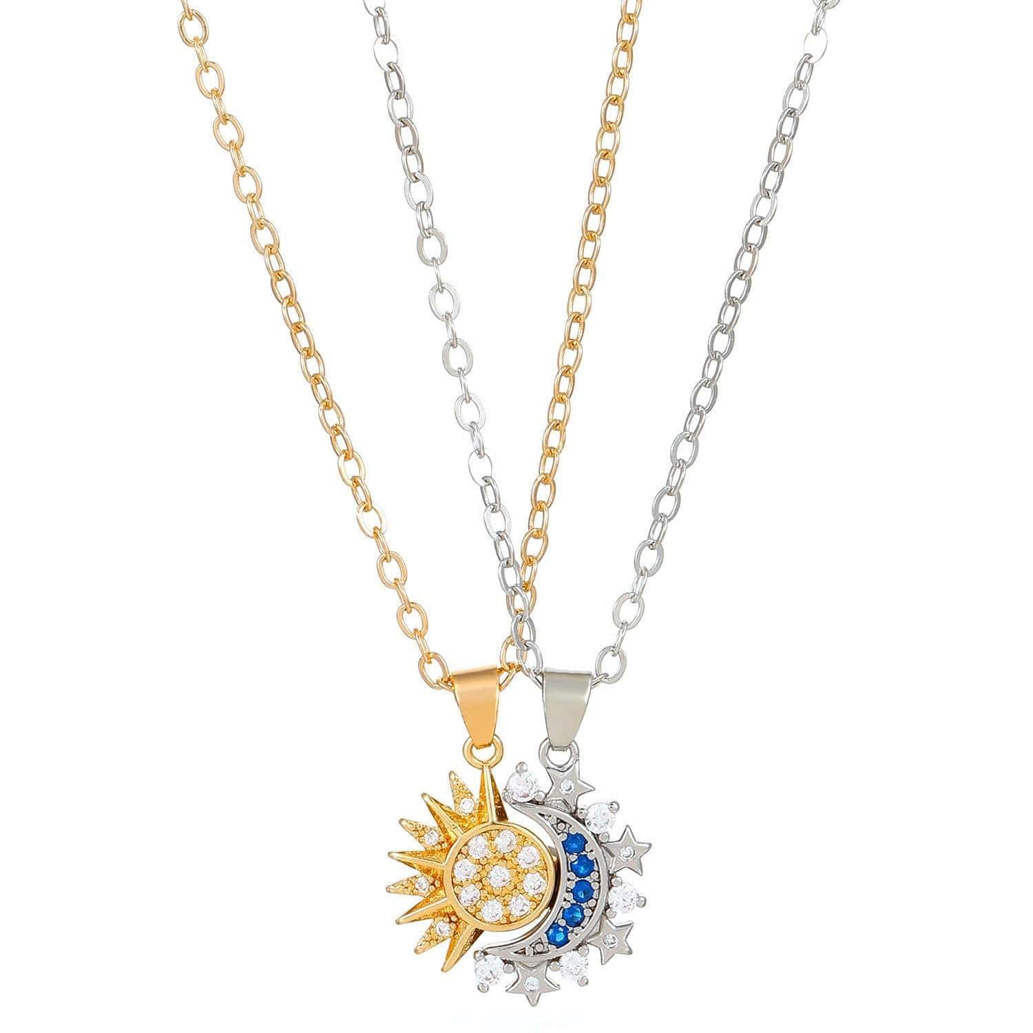Sun And Moon Necklace Magnetic Pendant Clavicle Chain for Couple