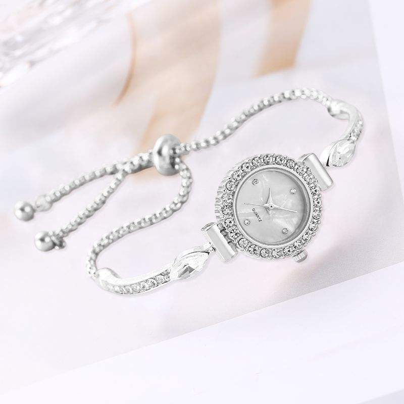 Diamond Dial Decorative Pull-out Bracelet Watch in Rose Gold