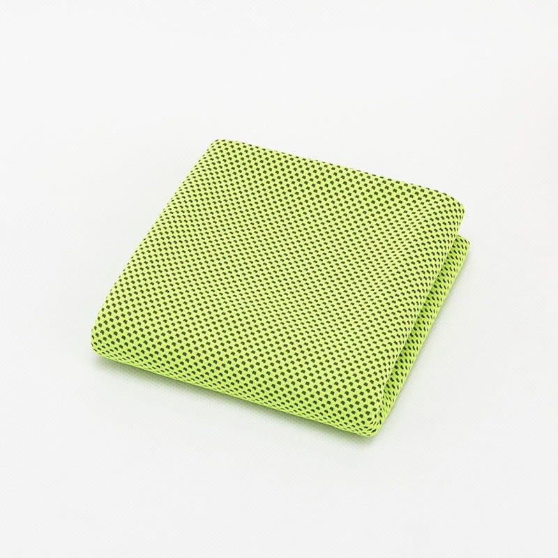 Green instant cooling sports towel made of breathable microfiber for gym and outdoor activities