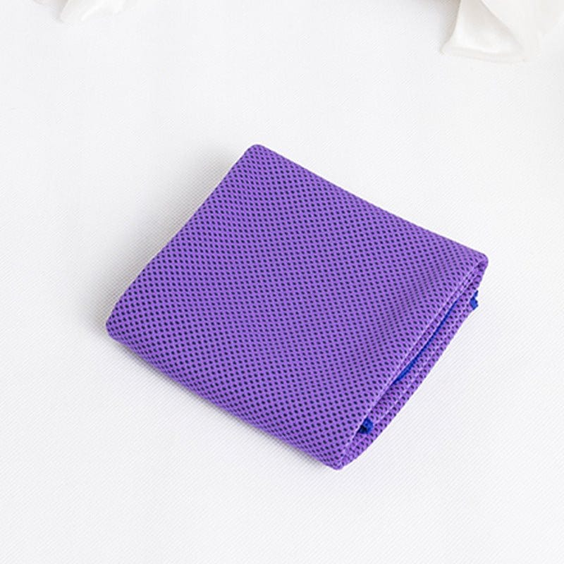 Purple quick-drying microfiber sports towel for cooling and gym use
