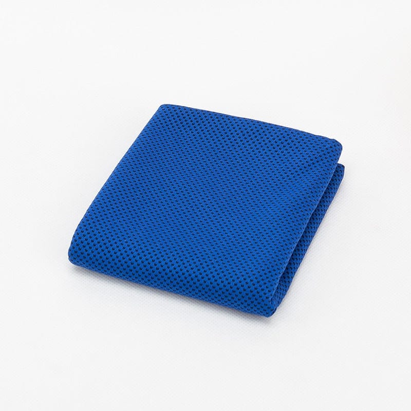 Blue instant cooling sports towel made of breathable microfiber, quick drying and reusable for gym, swimming, yoga, and outdoor activities