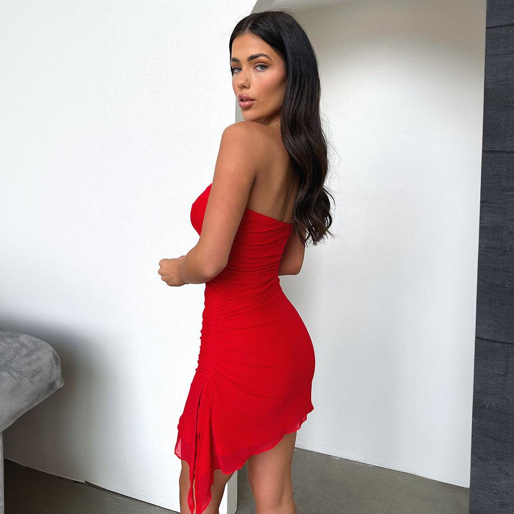 Y2K Tube-top Split Dress Stylish Summer Backless Mini Dress
