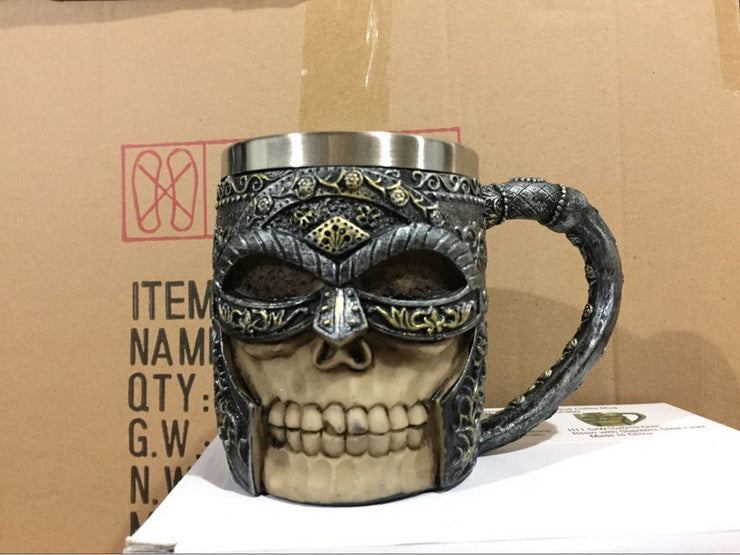 400ML 3D Skull Mugs Stylish Stainless Steel Skull Coffee Mug