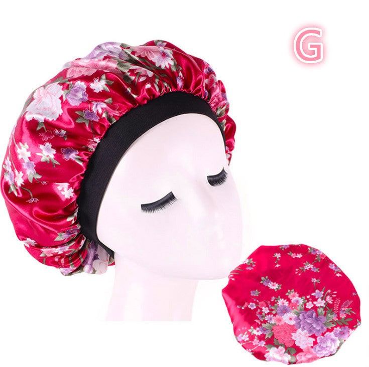 Beauty print Satin silk Bonnet Sleep Night Cap for All Seasons