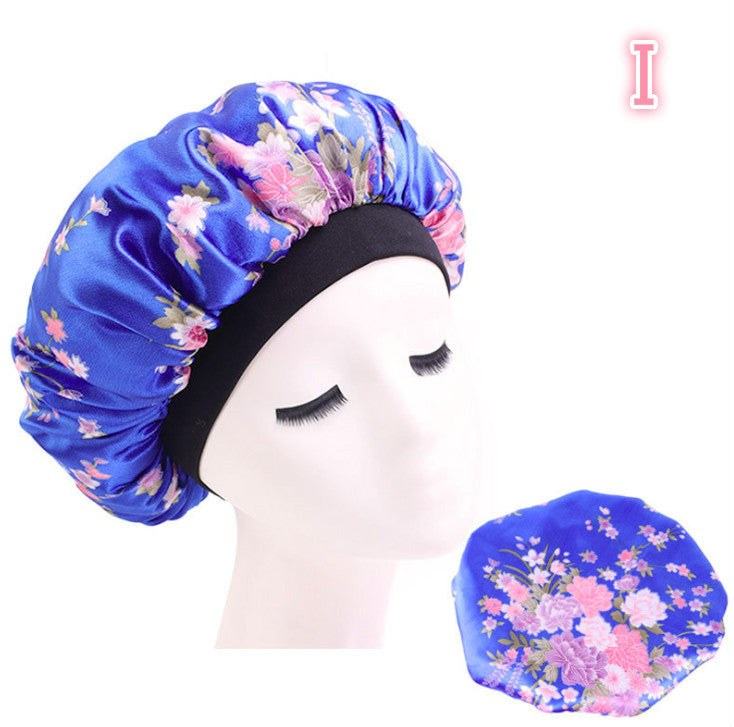 Beauty print Satin silk Bonnet Sleep Night Cap for All Seasons
