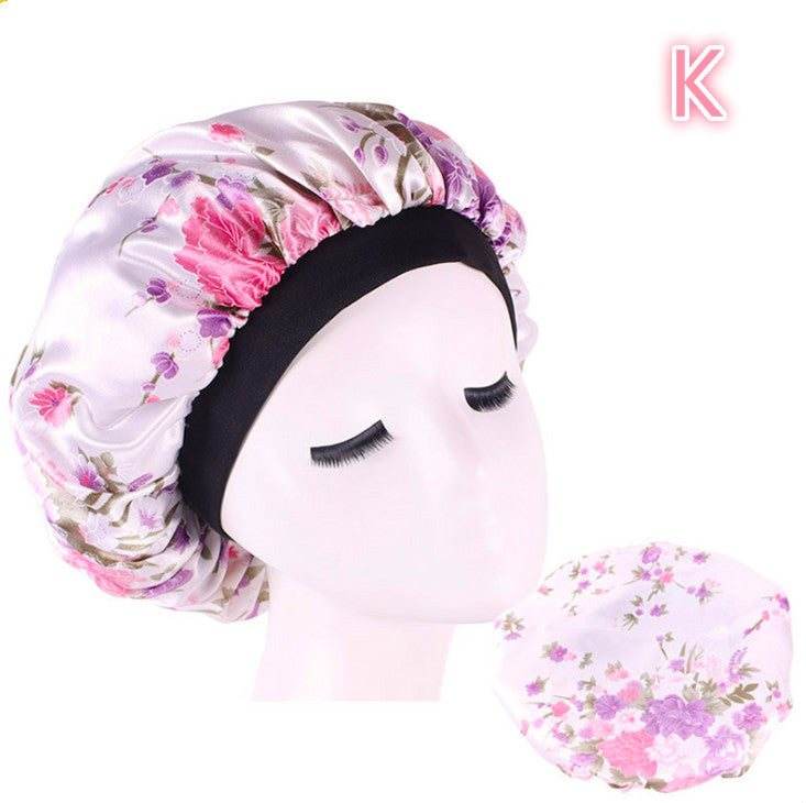 Beauty print Satin silk Bonnet Sleep Night Cap for All Seasons