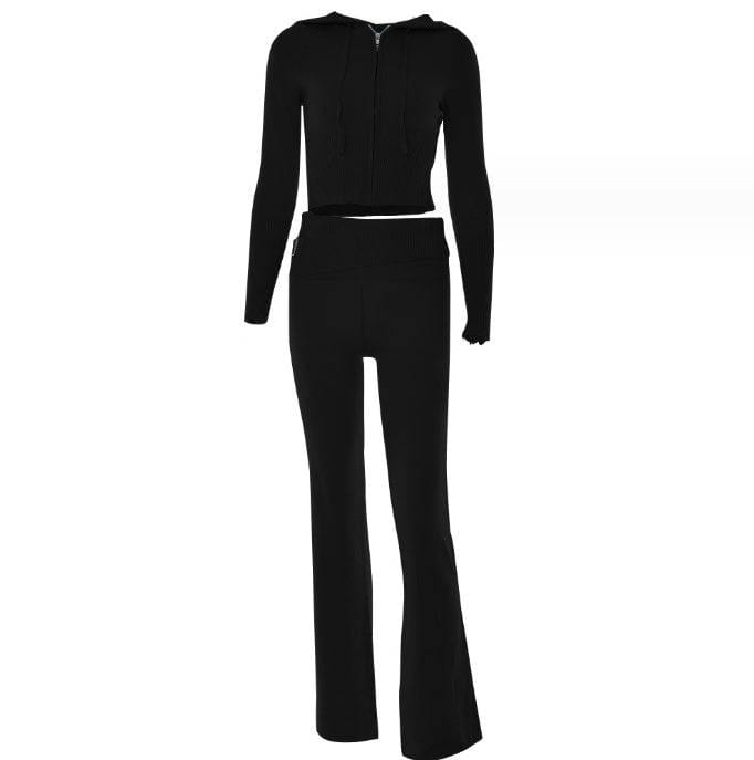 Hoodie Suit Women Leisure Sexy Zip Long Sleeve Sweater Set