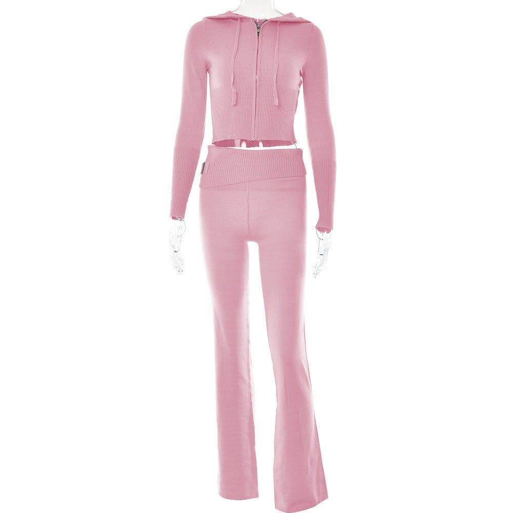 Hoodie Suit Women Leisure Sexy Zip Long Sleeve Sweater Set