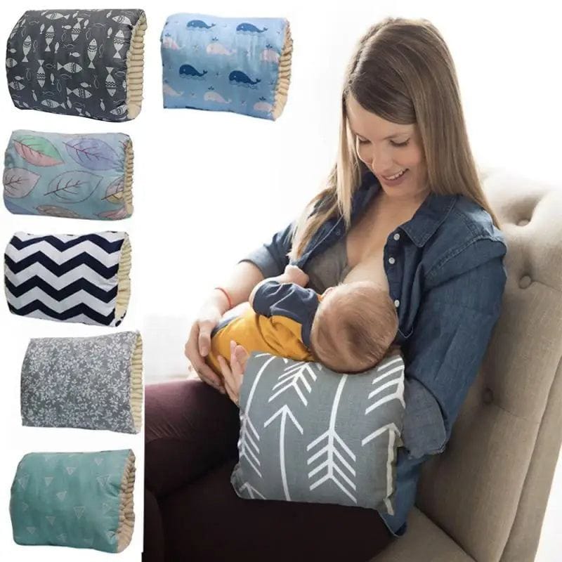 Adjustable baby cotton nursing arm pillow in various patterns supporting breastfeeding mother and baby