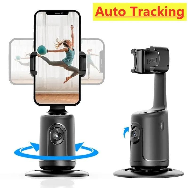 360 Auto Face Tracking smartphone gimbal holder with motorized 360-degree rotation and auto face tracking feature.