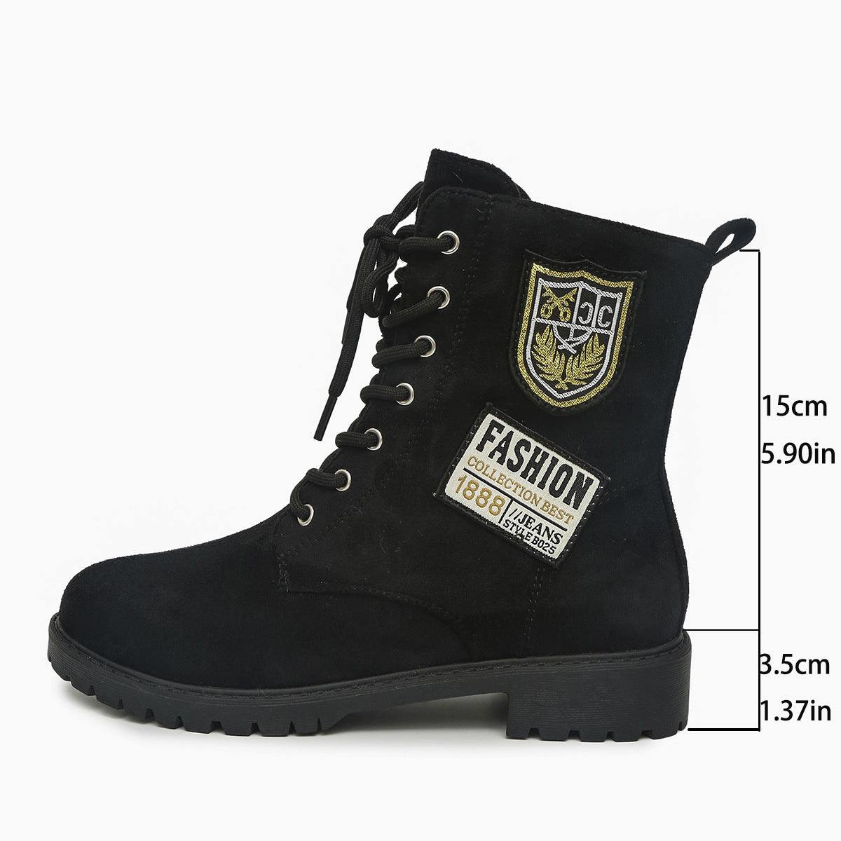 Fashion Lace-up Chunky Heels Boots Winter Round Toe Shoes