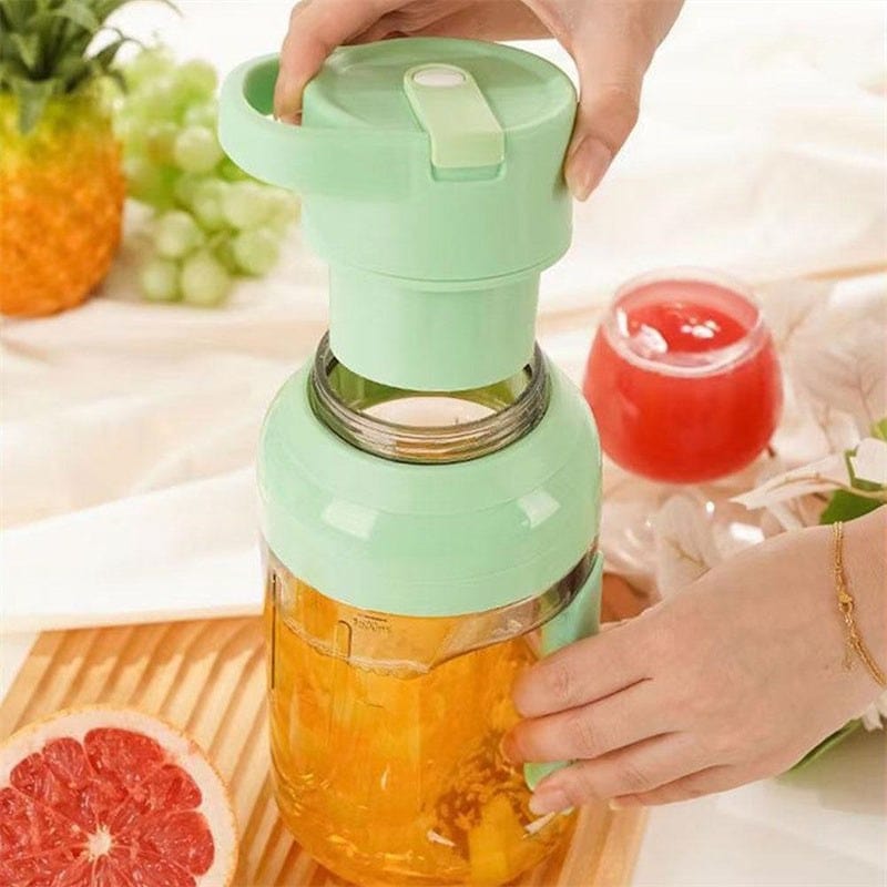 Portable green summer electric juicer with 1500ml capacity and USB rechargeable design
