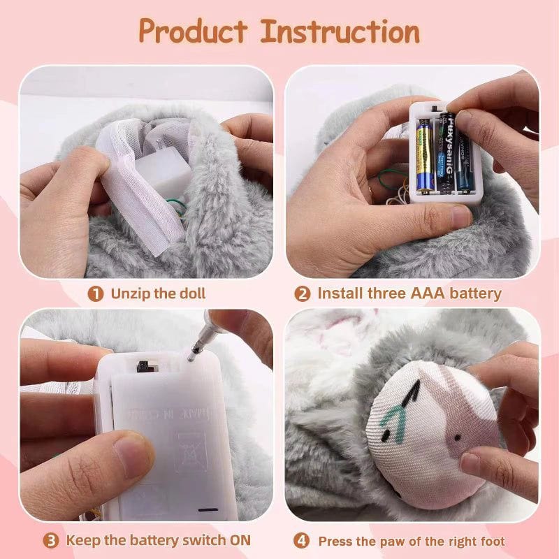 Breathing Rabbit sensory plush toy for newborns with soft fabrics, calming music, lights, and rhythmic breathing motion to relieve anxiety and comfort babies.