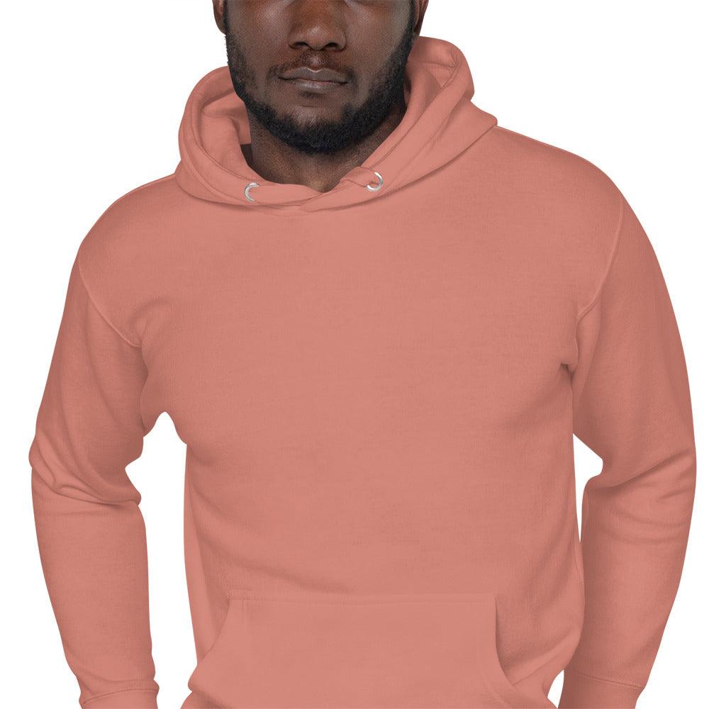 Unisex basketball dunk hoodie in terracotta color, athletic pullover with front kangaroo pocket and hood