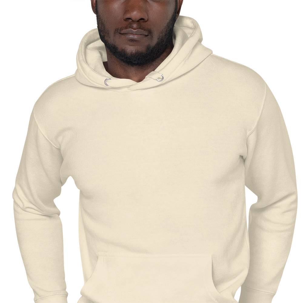 unisex basketball dunk hoodie in cream color with front pocket and adjustable drawstring hood
