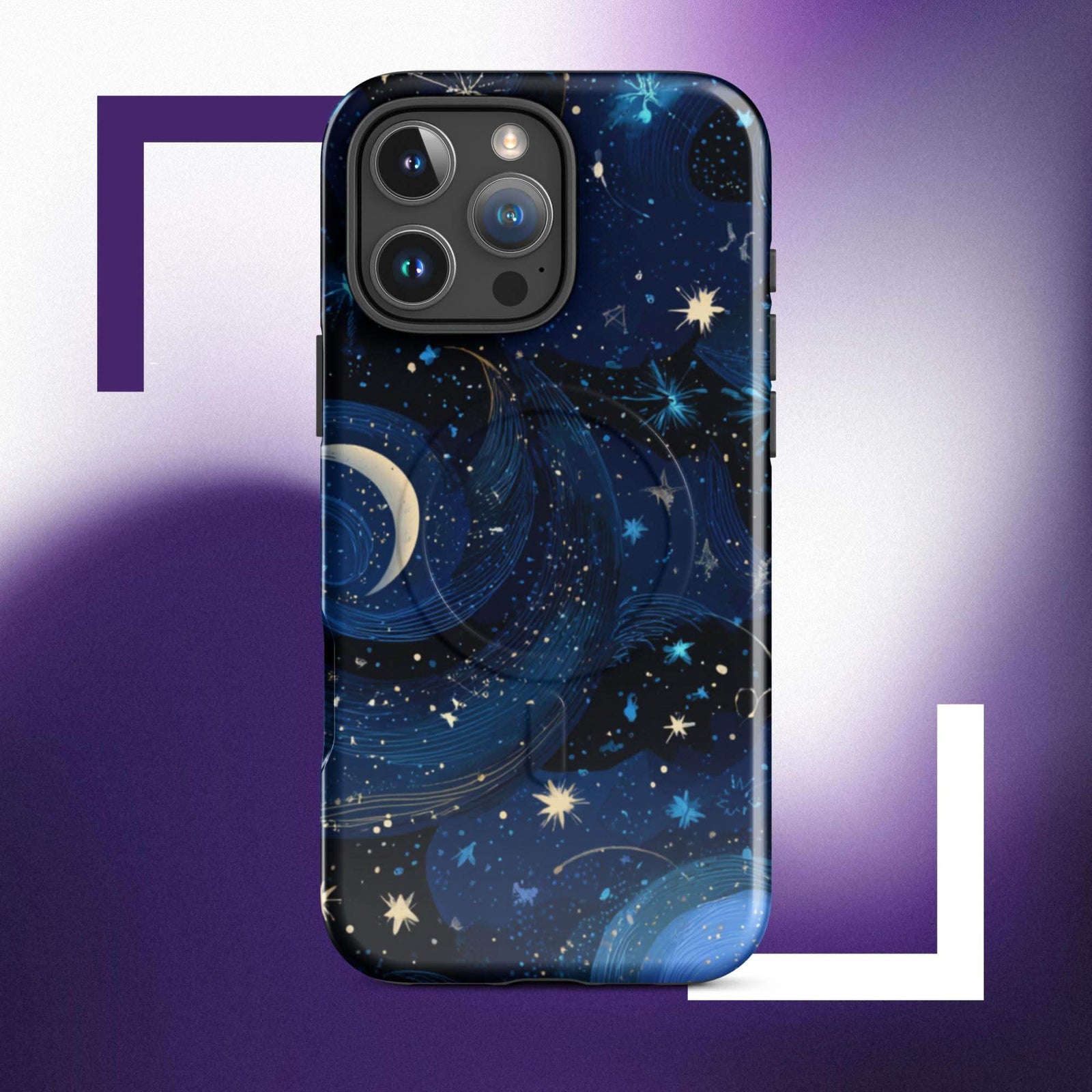 Cosmic Space polycarbonate MagSafe iPhone tough case with reinforced edges and sleek design