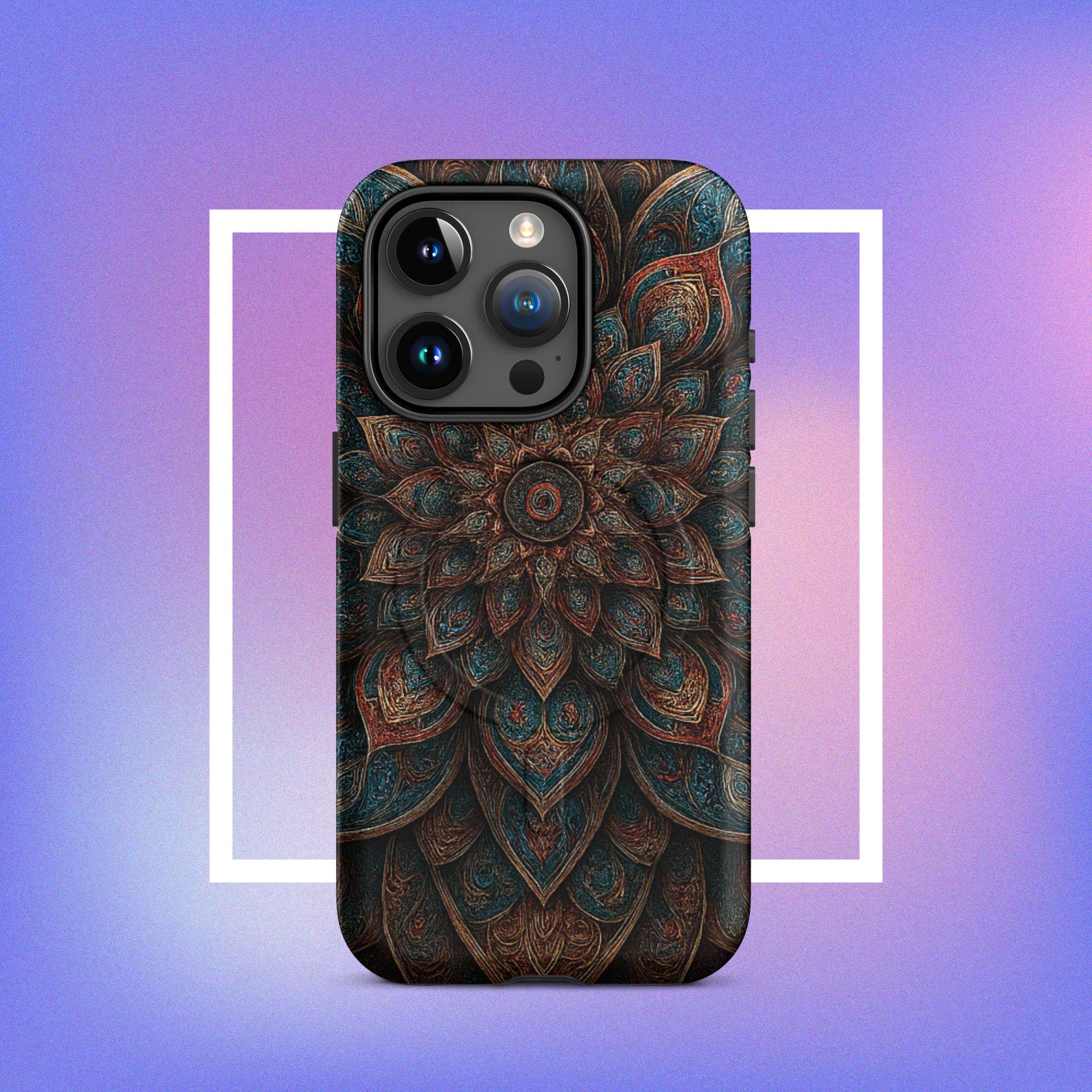 iPhone tough case: Geometric Mandala MagSafe iPhone Protective Cover 