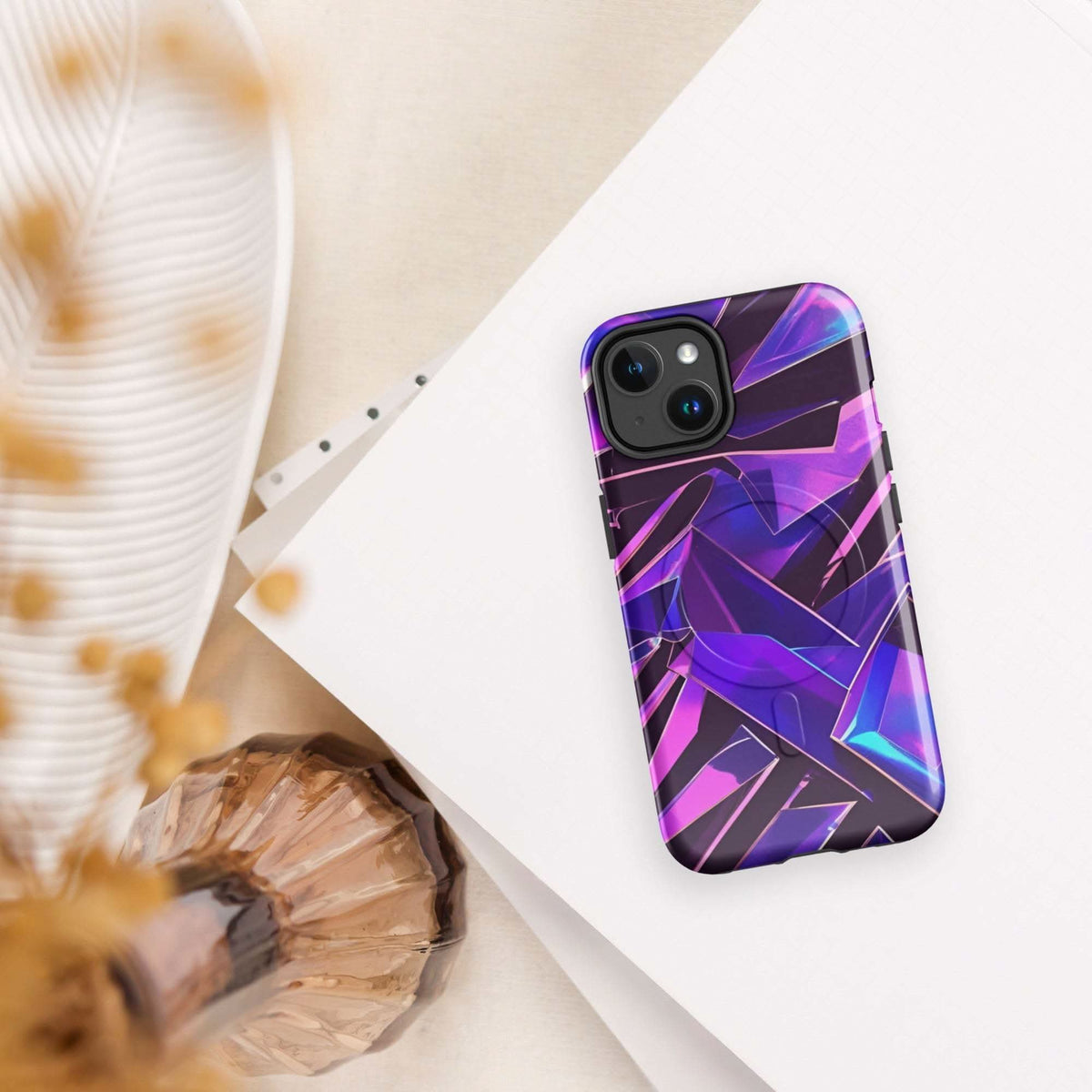iPhone tough case - Modern purple MagSafe® durable iPhone protection 