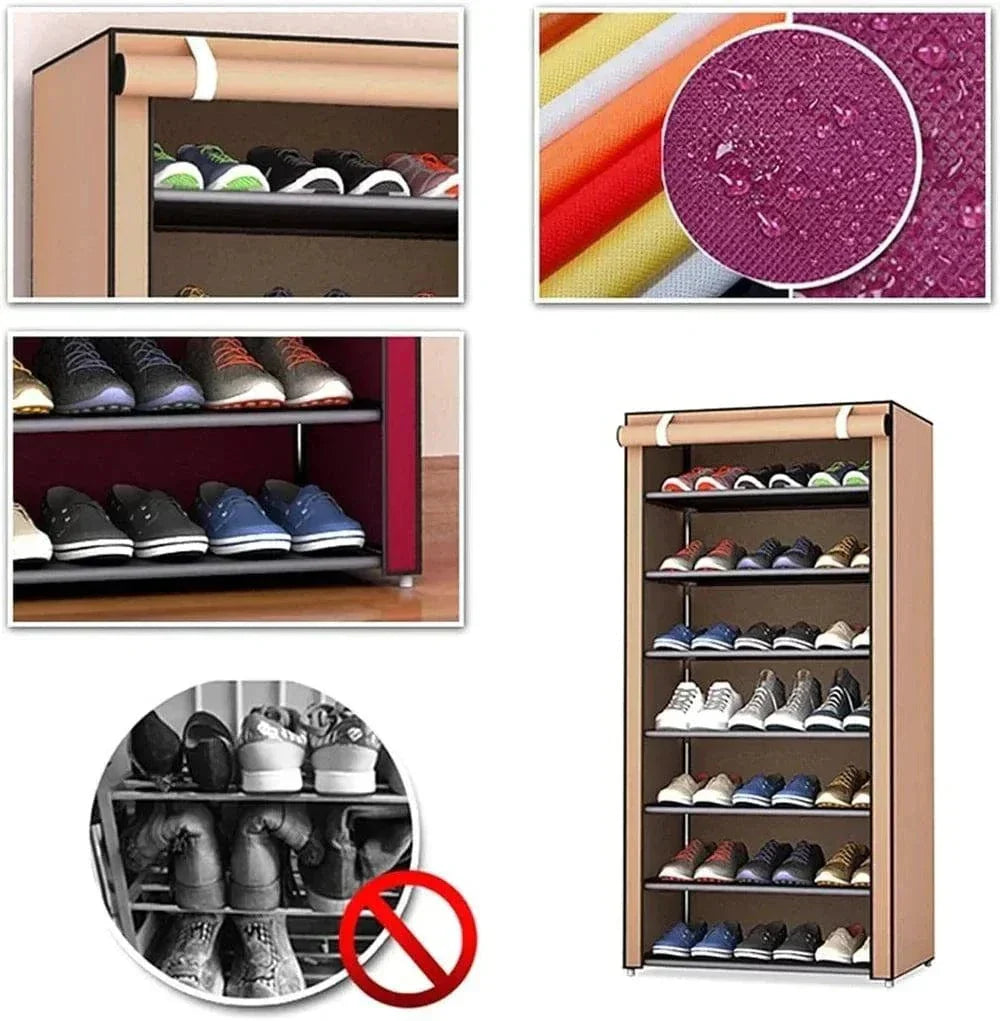 Multilayer shoe rack organizer with dustproof shelves for space-saving entryway storage