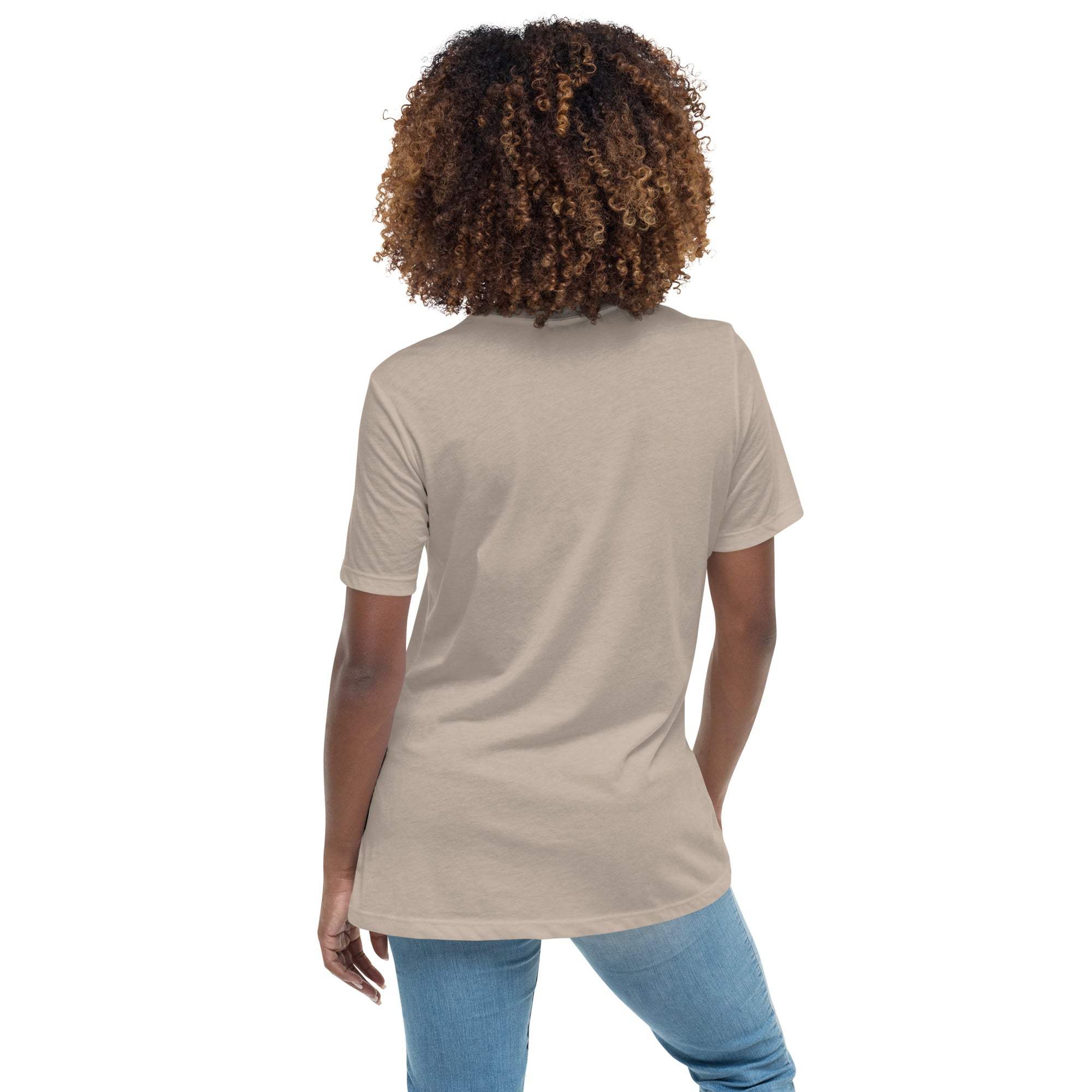 Back view of a person wearing a beige Summer Vibes T-Shirt with a relaxed fit and short sleeves.