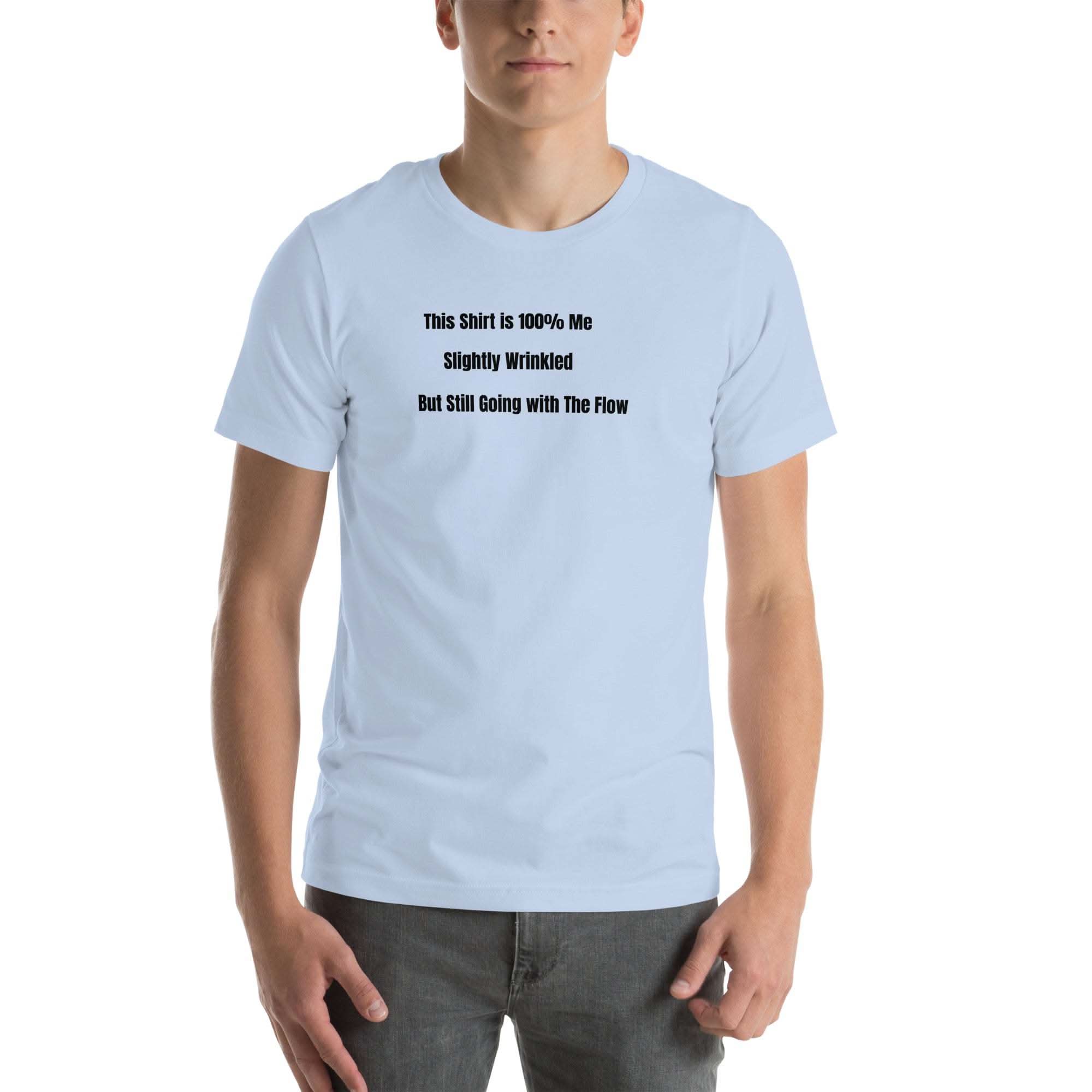 Wrinkled Like Me T-shirt with bold graphic and comfortable fit on model