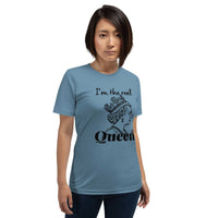 Black Real Queen T-Shirt with bold empowering text and comfortable fit for confident wear