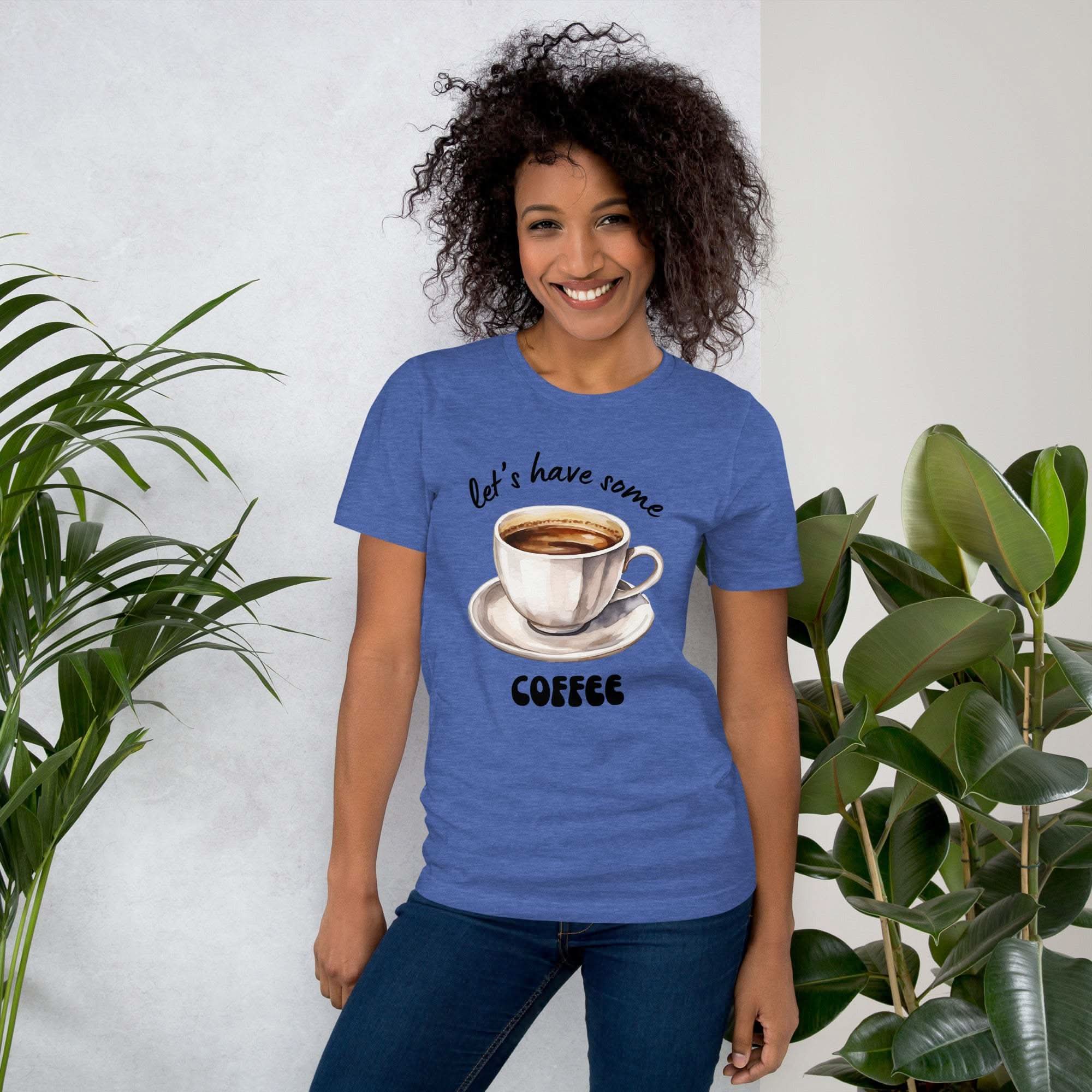 Comfortable Coffee T-Shirt with caffeine-inspired design, available in multiple sizes for coffee lovers