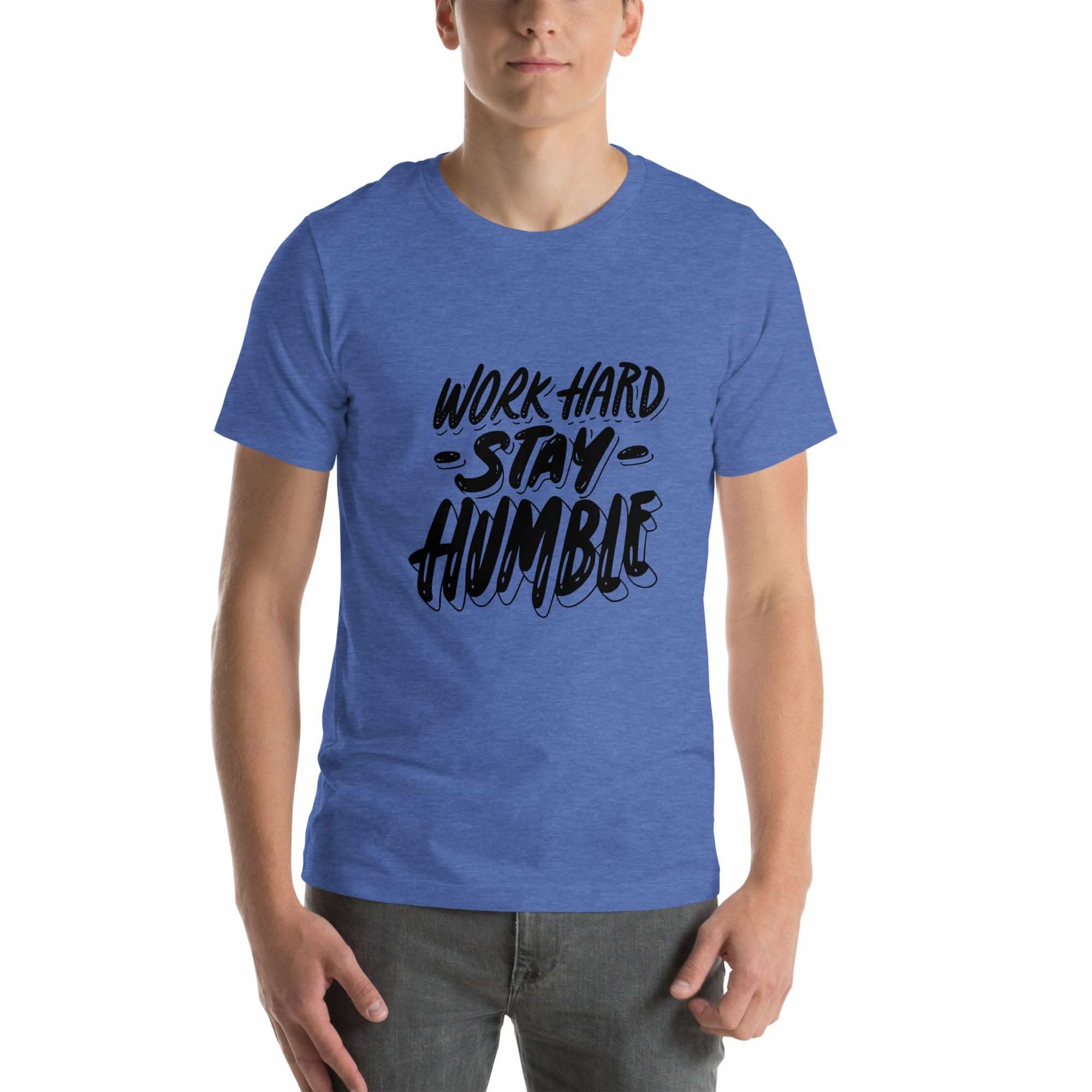 Black Work Hard T-Shirt with bold motivational graphic on front, premium cotton blend fabric