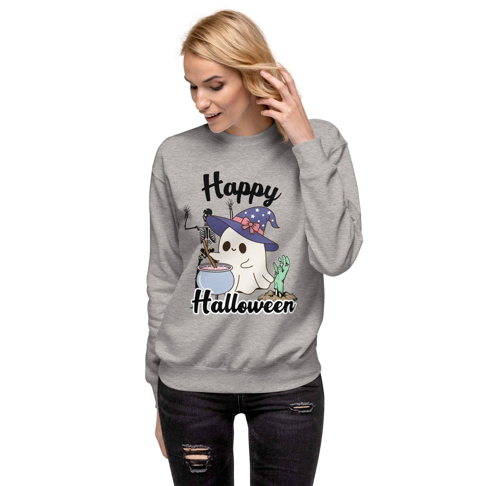 Halloween Sweatshirt - Cozy Cute Ghost Design for Fall & Halloween.