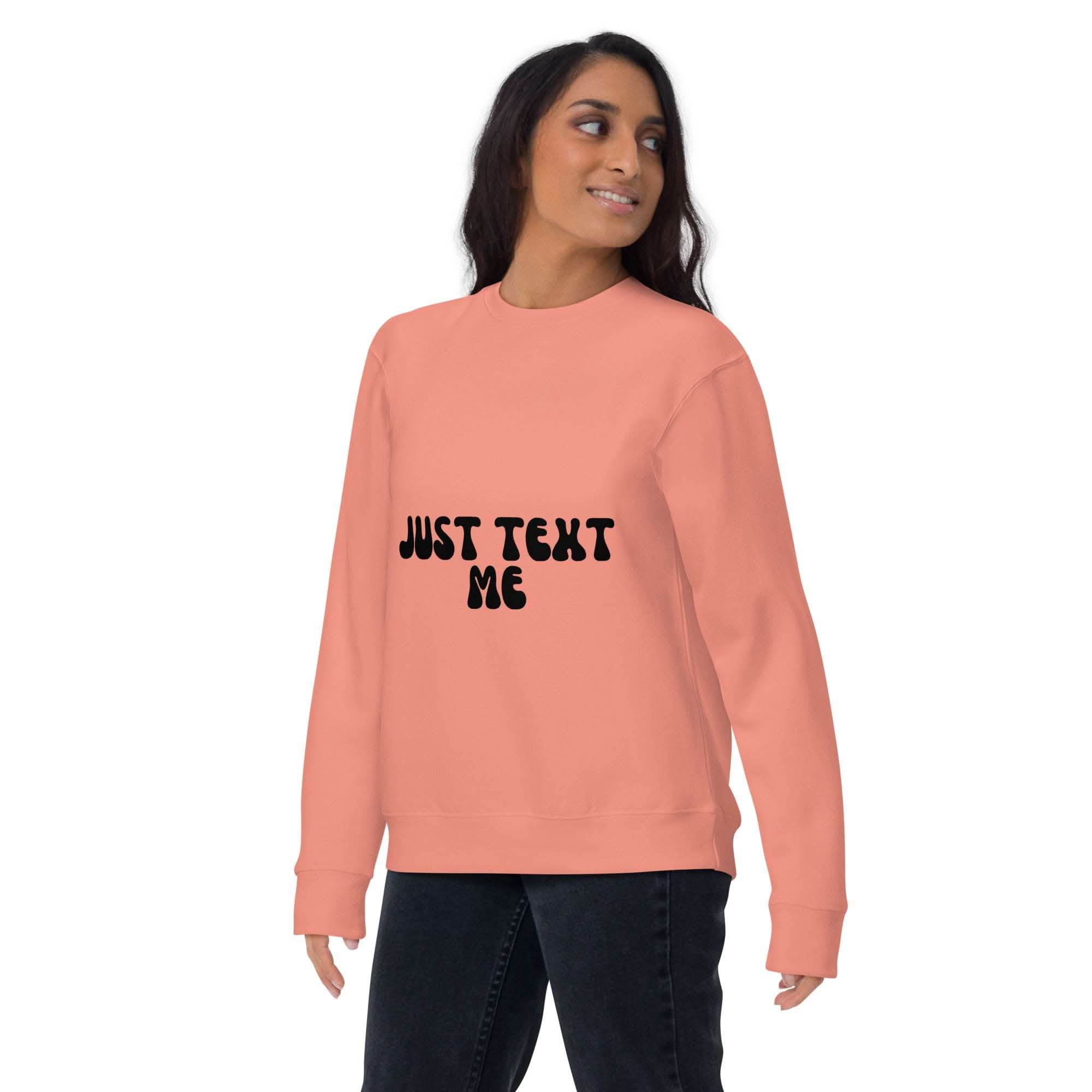 Unisex Text Me Sweatshirt with humorous text design, cozy and comfortable for casual wear