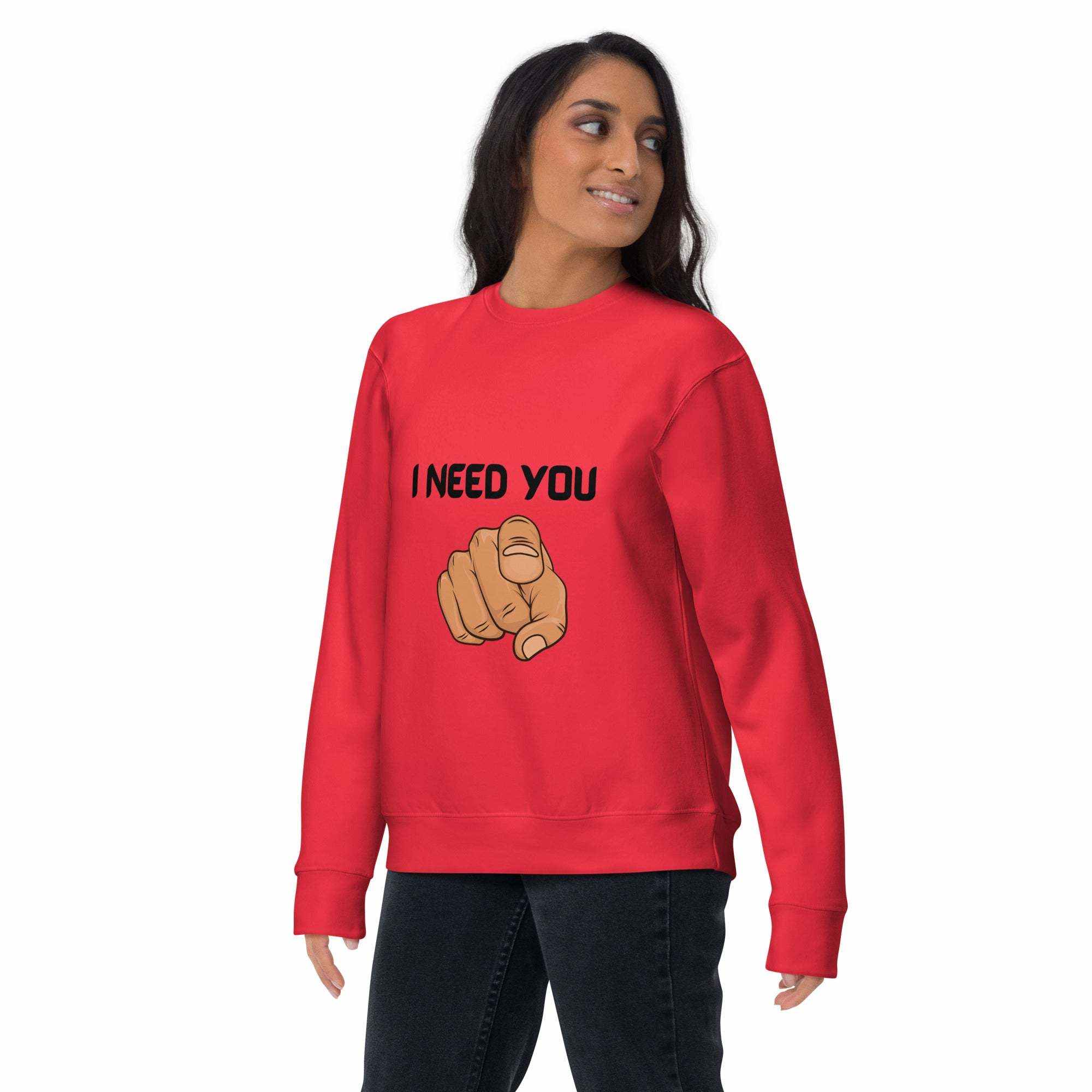 Black I Need You Sweatshirt with classic fit and soft breathable fabric for casual wear