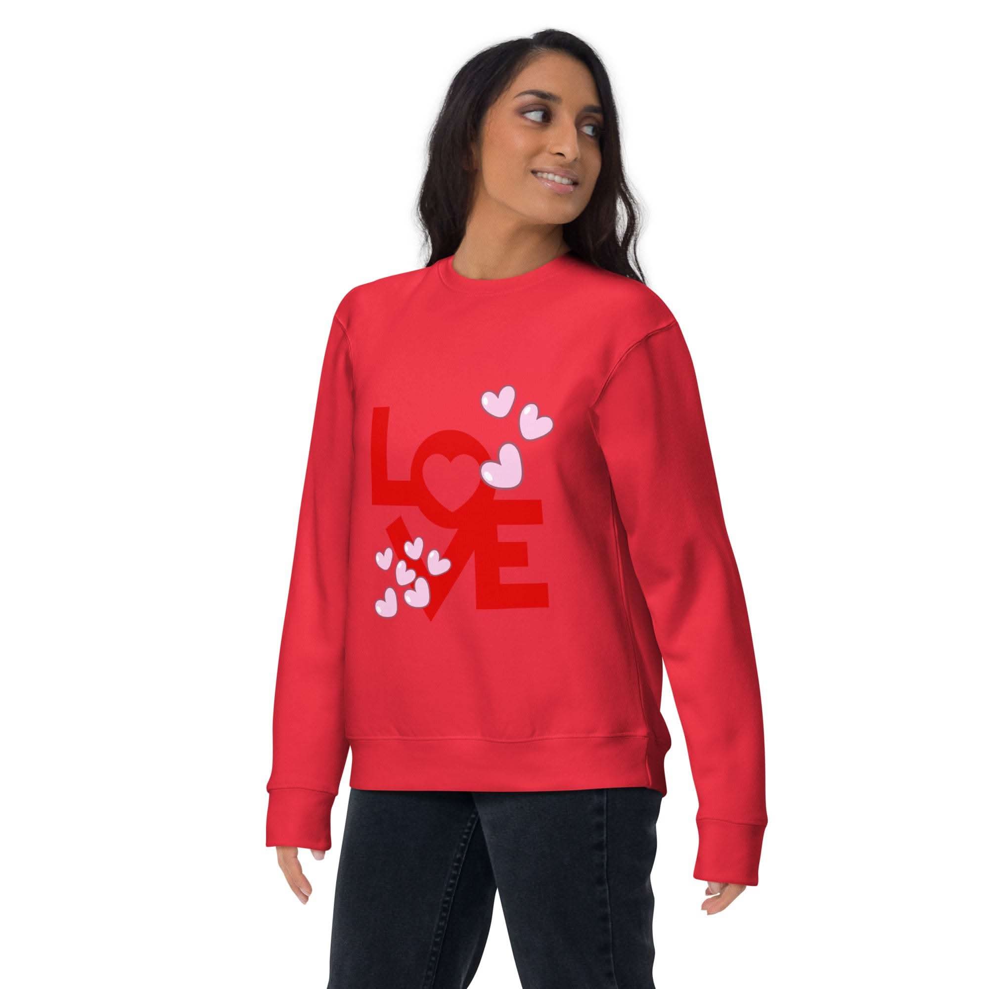 Red Love Sweatshirt with relaxed fit and premium fabric for casual comfort