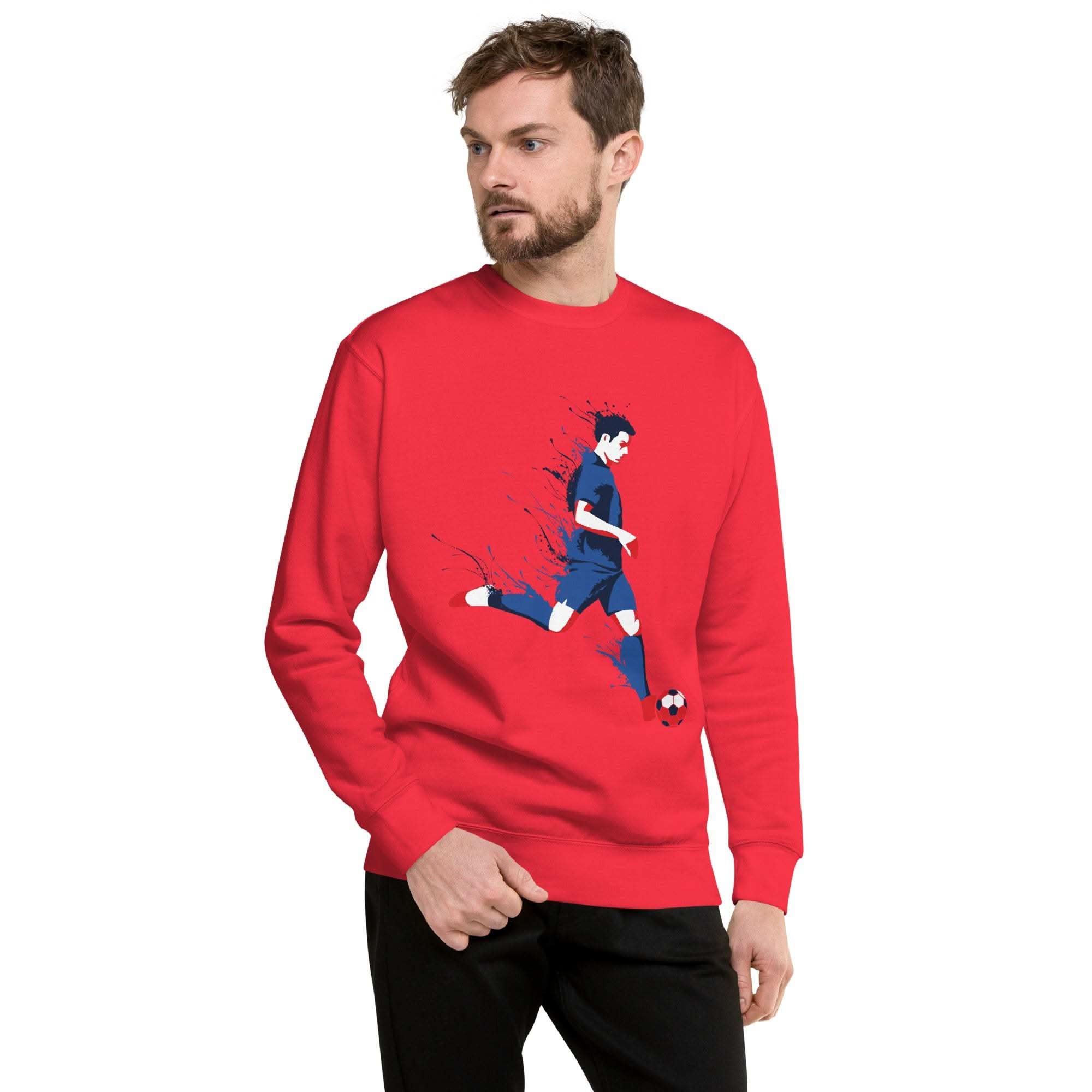 Black Soccer Player Sweatshirt showcasing athletic design and premium fabric for sports fans and players