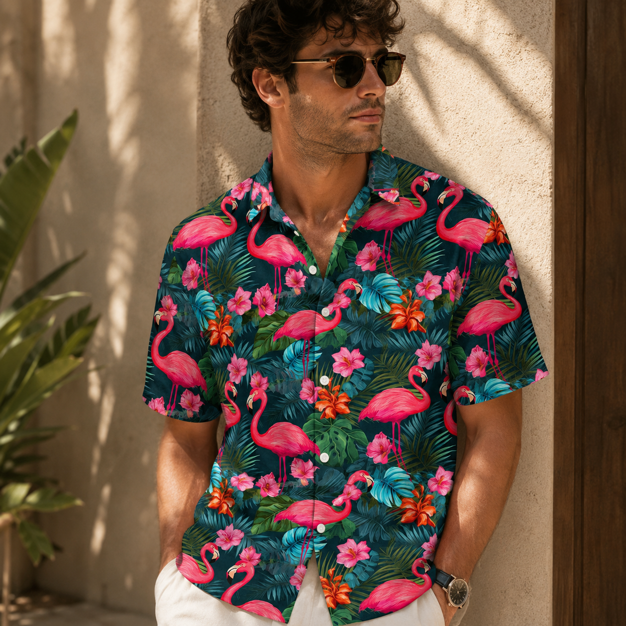 Men's Flamingo Tropical Shirt – Lightweight, Breathable
