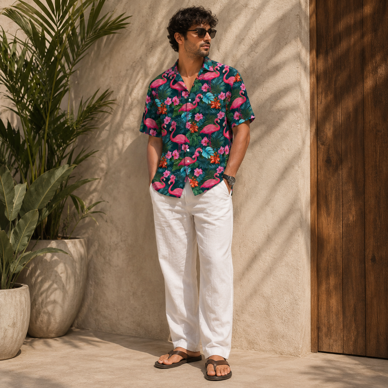 Men's Flamingo Tropical Shirt – Lightweight, Breathable